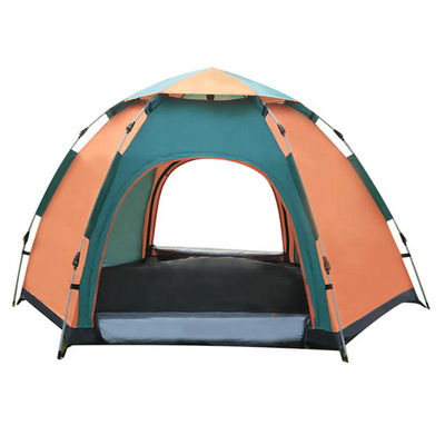 軽量の防水折るキャンプ テント オレンジ緑のステッチ色